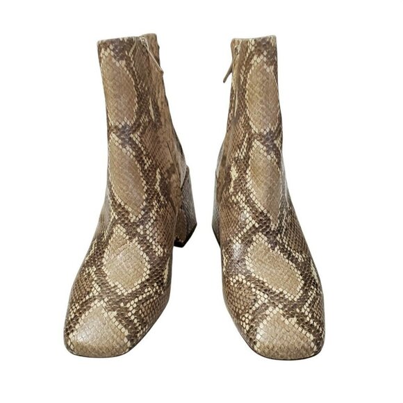 Sam Edelman Boots Womens 7 Brown Daruby Embossed Ankle Booties Block Heels - Picture 2 of 9